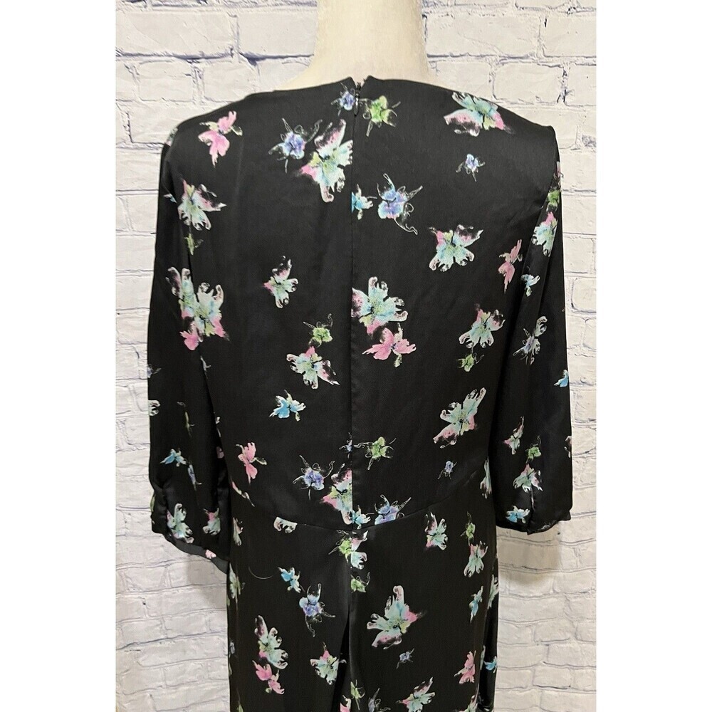 Banana Republic Black Watercolor Floral Dress Size 12 - Picture 7 of 9